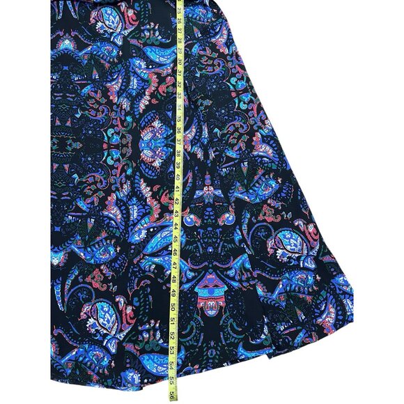 Express Women Blue Paisley Bell Sleeve Fit And Flare Maxi Dress Size 6 - Picture 9 of 12